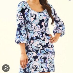 Lilly Pulitzer  Carisle Navy Floral Shift Dress with Pastel Accents Size S NWT